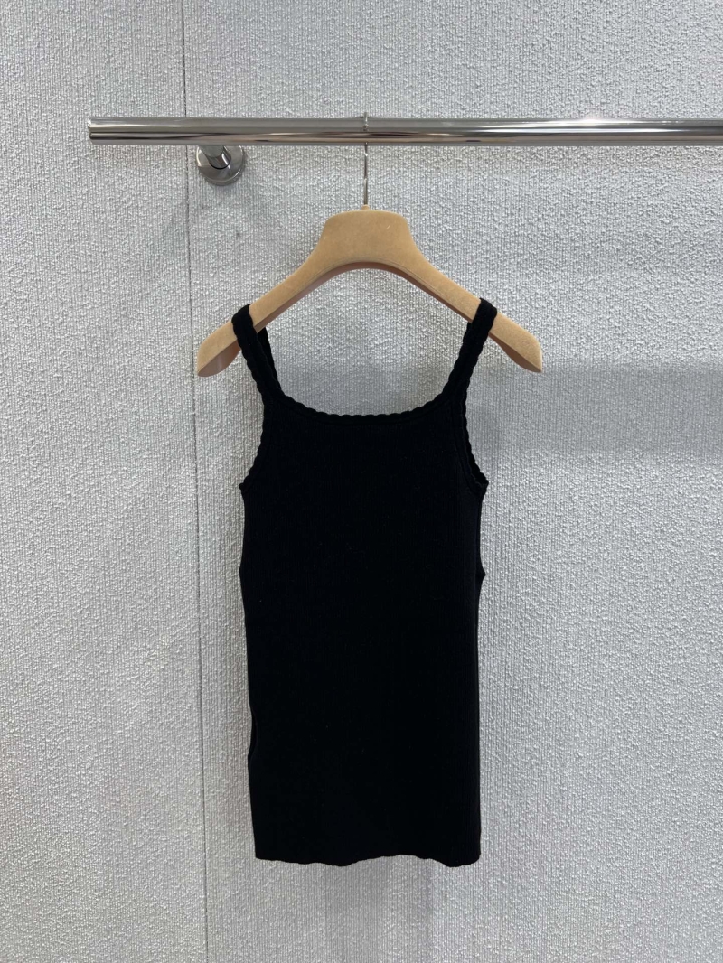 Miumi* 25Ss Spring Summer Knit Tank Top - Black Luxe Elegance