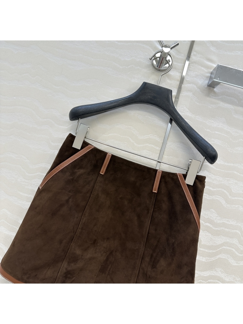 Miu Miu Exclusive Suede Mini Skirt - Retro Deep Brown Luxe Design