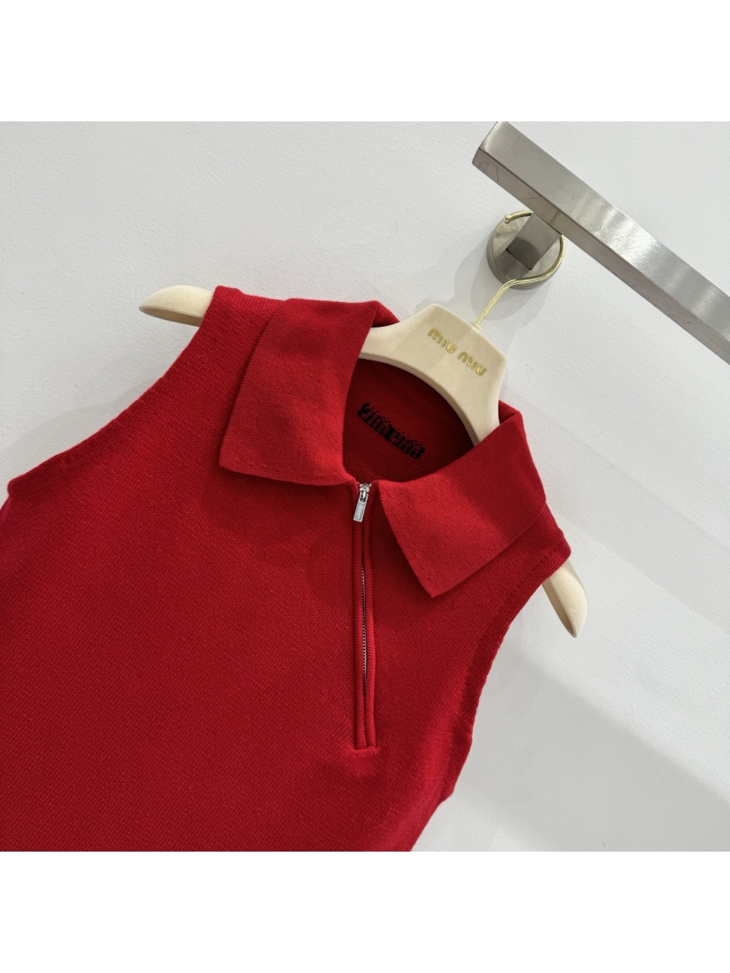 Miu Miu Luxe Cashmere Polo Knit Vest - Retro Slimming Design