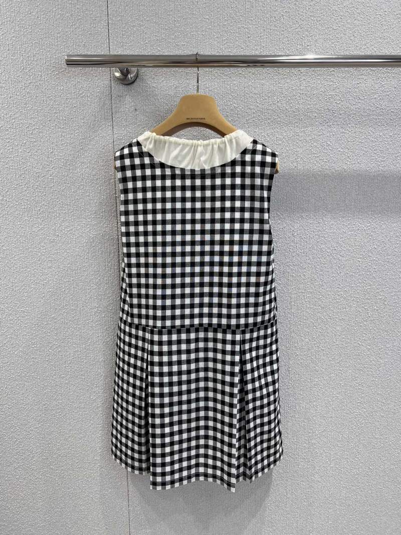 Miu Miu 25SS Spring Summer Plaid Vest Dress - Retro Elegance & Slim Fit
