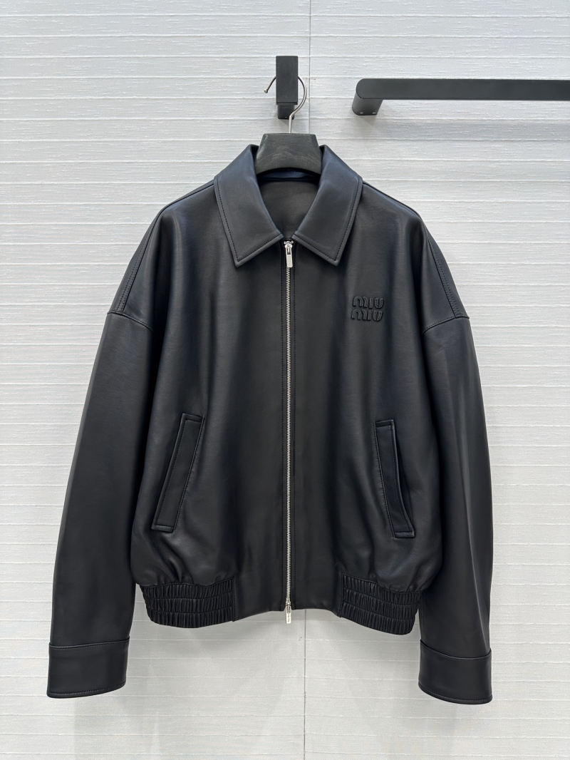 Miu Miu Longline Oversized Leather Jacket - Luxe Sheepskin