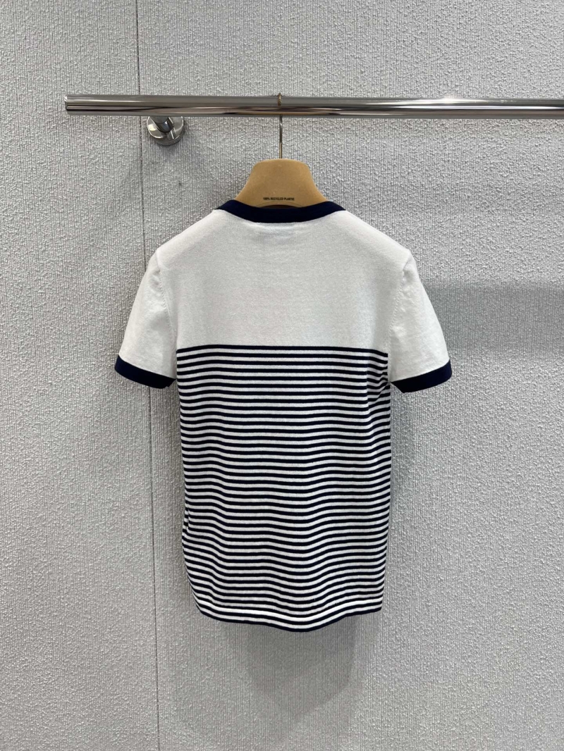 Miu Miu 25SS Cotton Striped Knit Top - Exclusive Slim-Fit Design
