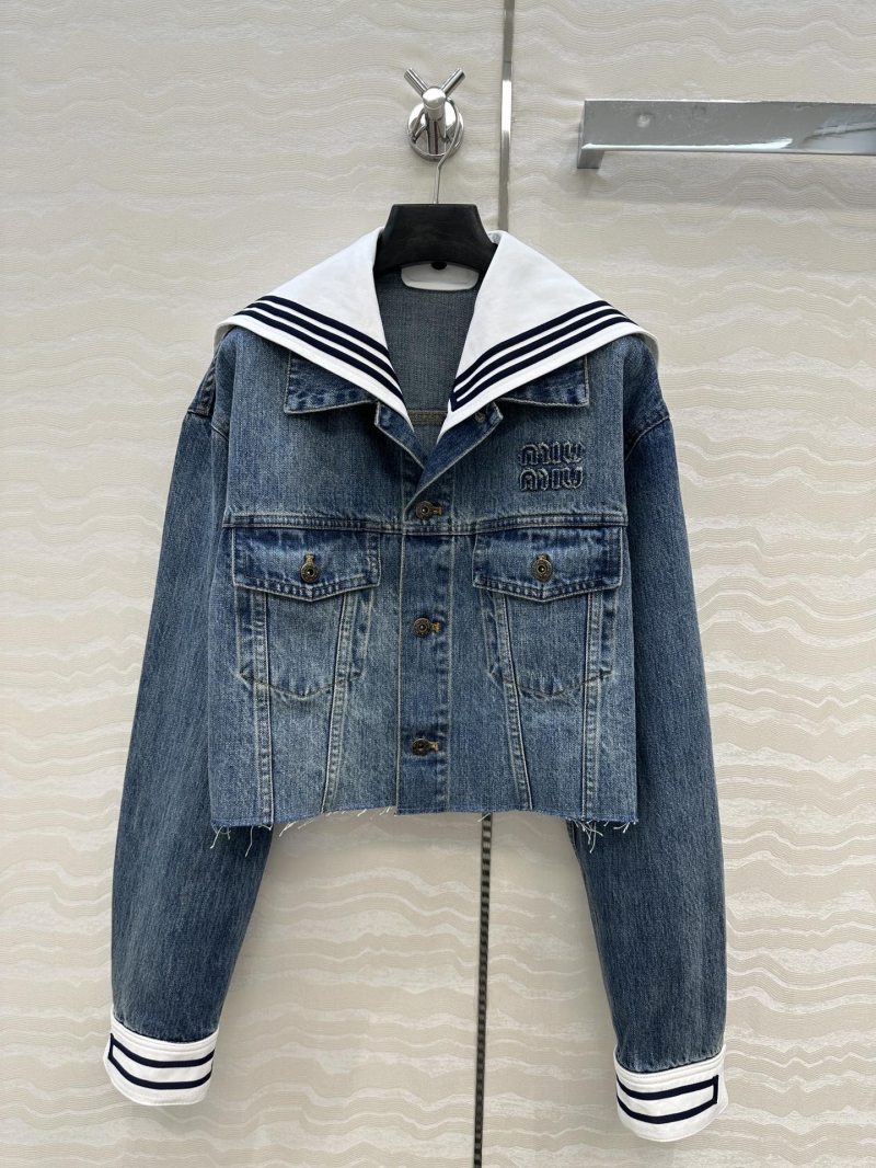 Miu Miu Denim Jacket - Navy Style Detachable Cape, Retro Chic