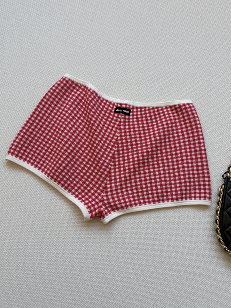 Miu Miu 2025 Checkered Knit Shorts - Retro Chic & Comfy Luxe