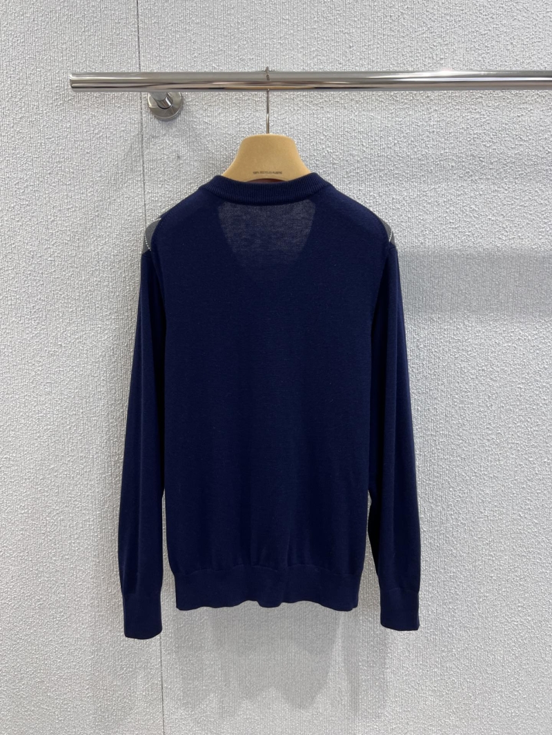 Miu Miu 25FW Early Autumn V-Neck Colorblock Diamond-Pattern Knit Sweater - Retro Elegant Luxe Style