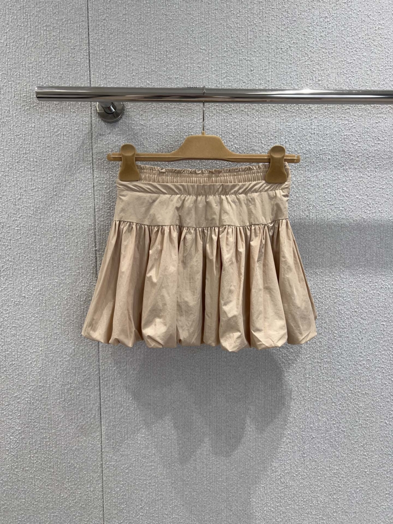 Miu Miu Apricot Embroidered High-Waist Pleated Skirt - Exclusive & Chic