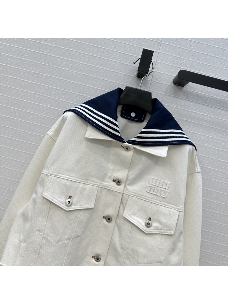 Miu Miu Navy Denim Jacket with Detachable Cape - Vintage Inspired Short Cropped Fit