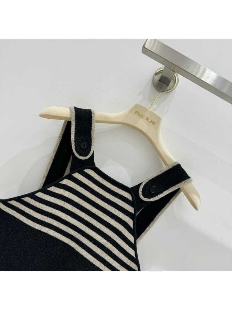 Miu Miu Striped Suspender Vest Cashmere Wool - Chic Slim-Fit Design