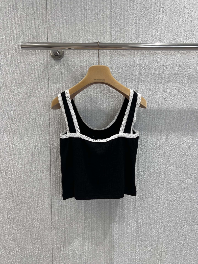 Miu Miu Spring Summer Lace-Trimmed Black Tank Top - Luxe & Versatile