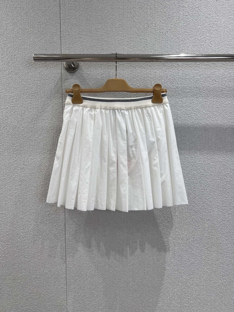 Miu Miu 25Fw Early Autumn Collection Pleated Skirt Set - White with Black Stripes