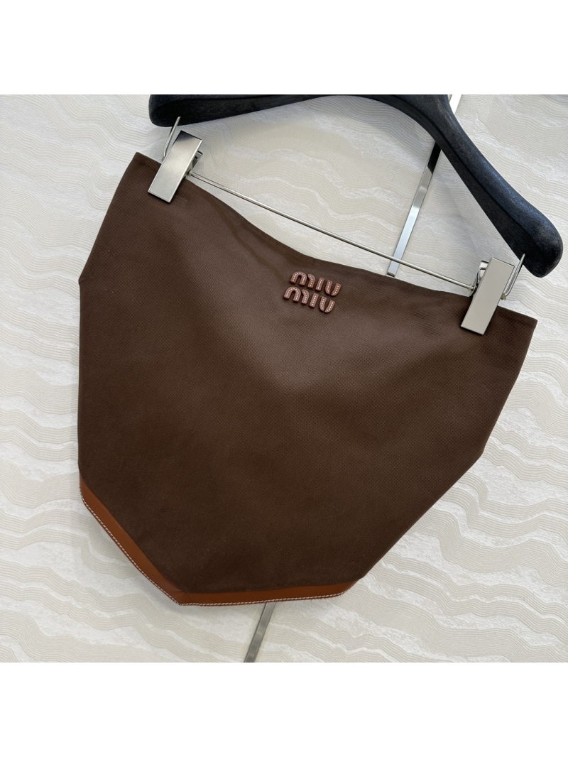 Miu Miu Exclusive Luxe Cannel"e Bustier Top in Chocolate Brown - Premium Lambskin Trim & Canvas