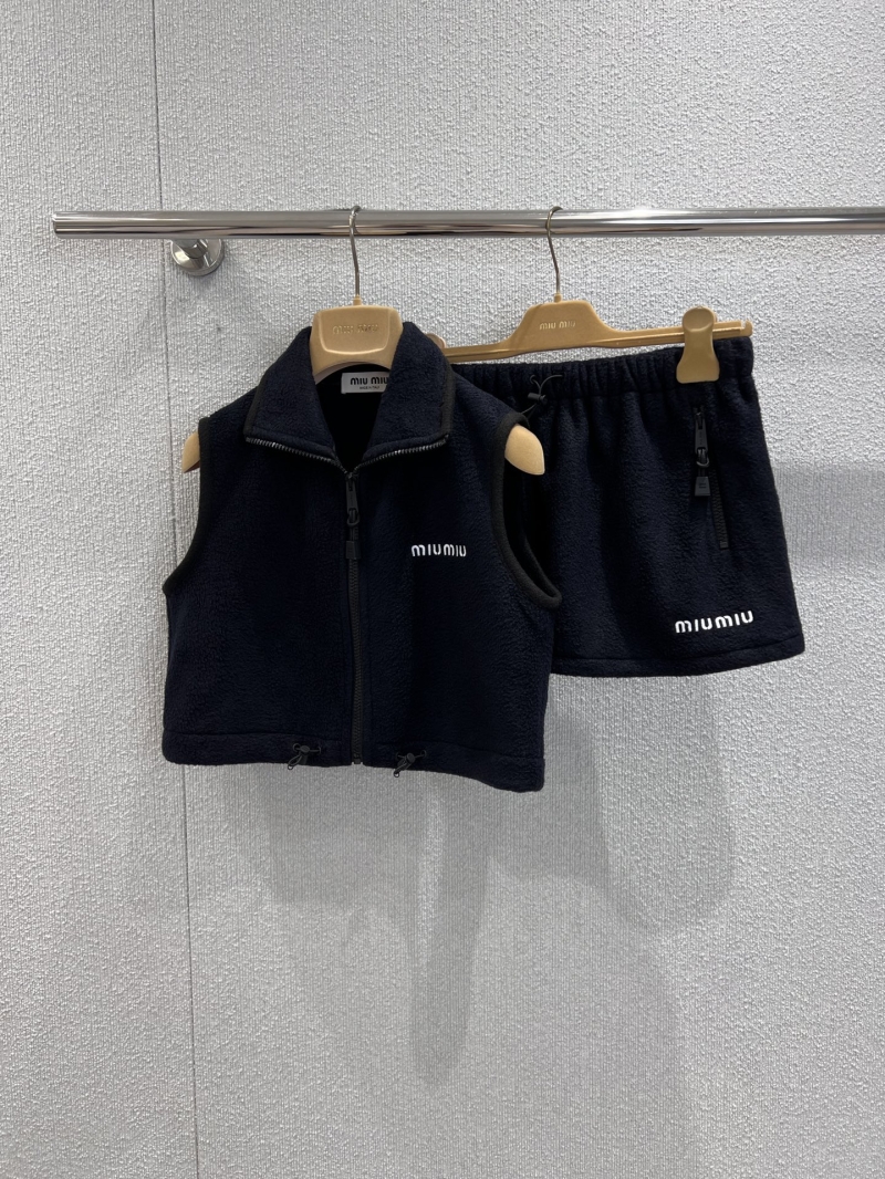Miu Miu Exclusive Navy Blue Embroidered Logo Fleece Vest - Early Autumn Collection