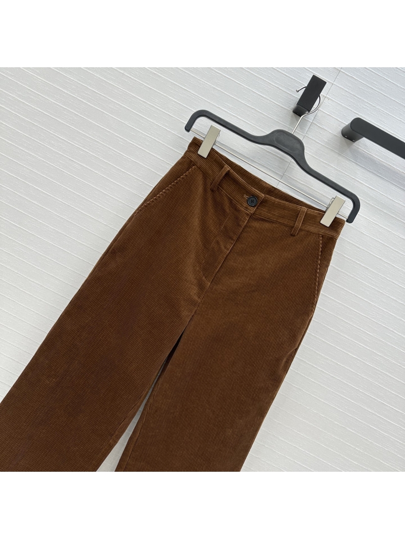 Miu Miu Exclusive Corduroy Straight Leg Pants in Caramel Brown - Minimalist Luxury