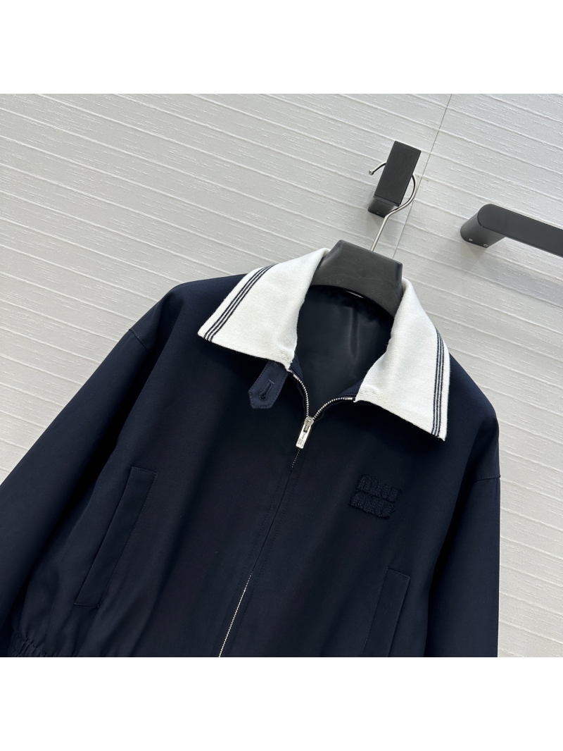 Miu Miu Exclusive Short Jacket with Contrast Ribbon Collar - Detachable Design