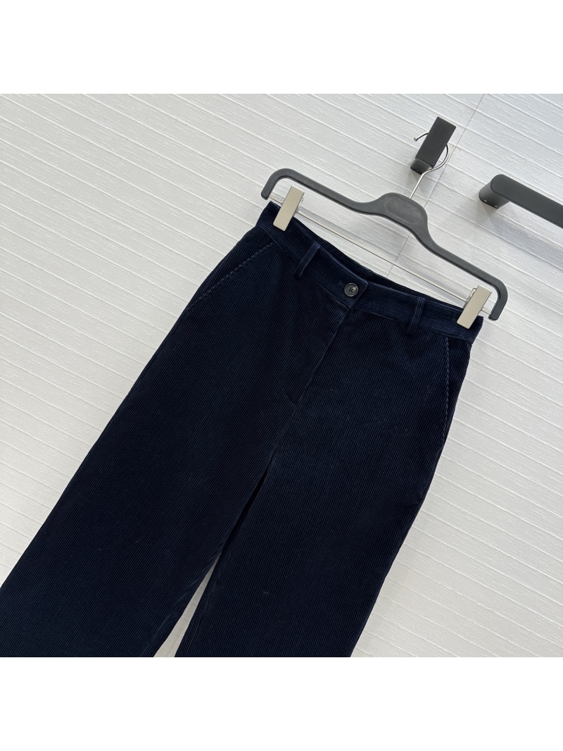 Miu Miu Exclusive Corduroy Straight Leg Pants - Minimalist Design with Embroidered Letters