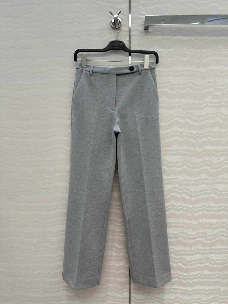 Miu Miu Low-Waist Grey Trousers - Luxe Cotton Blend with Embroidered Details