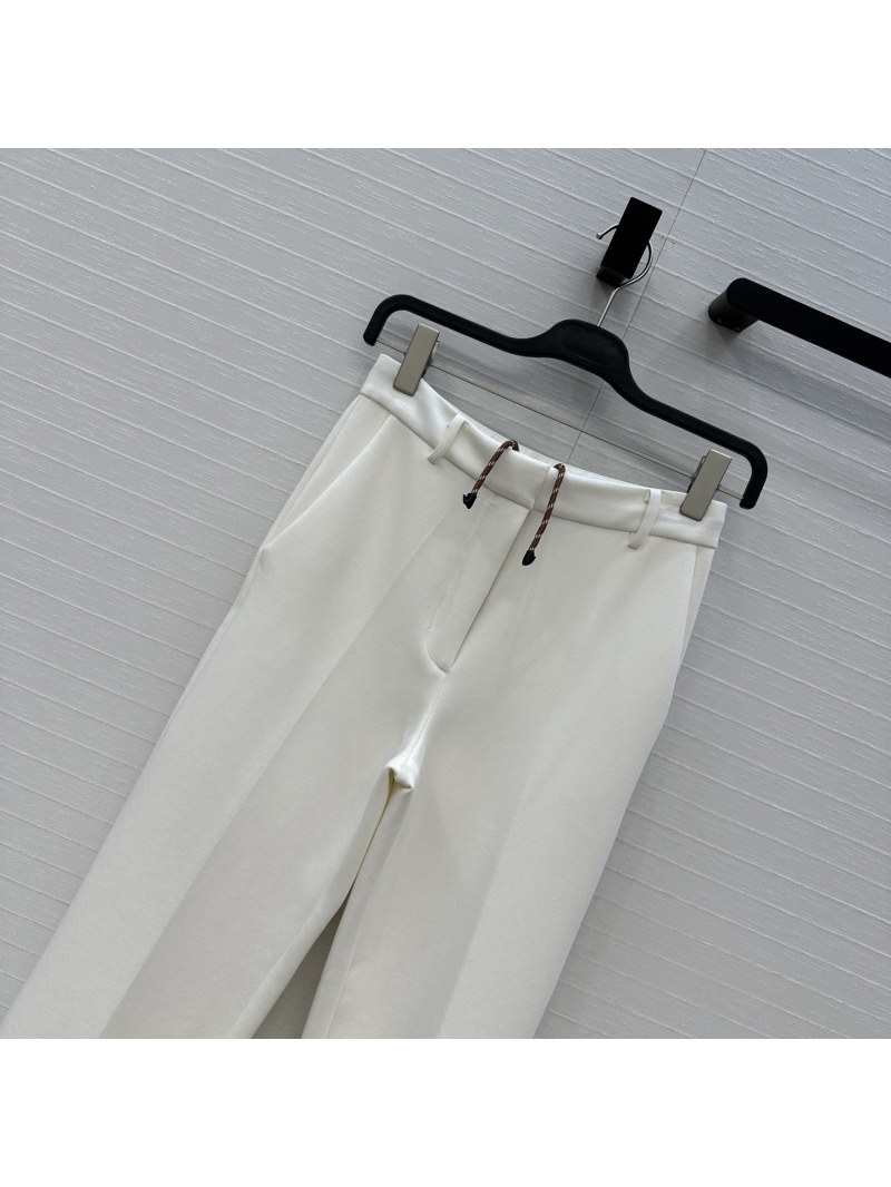Miu Miu Low-Rise Cotton Drawstring Trousers in Off-White | Exclusive University Style
