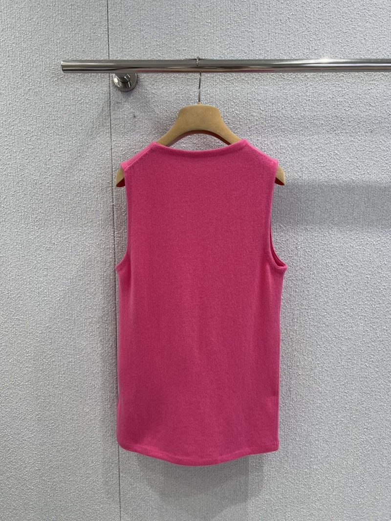 Miu Miu Women's Coral Pink Cashmere Silk Blend Knit Vest | Exquisite Micro-Logo Detail, Tailored Fit, Luxe Layering Piece