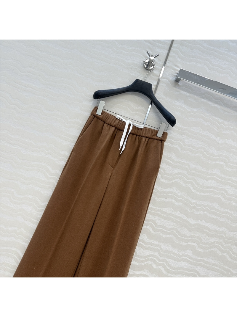 Miu Miu Women's Wool-Blend Straight-Leg Trousers | Slim-Fit, Elastic Waist, Embroidered Logo