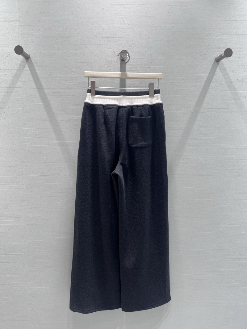 Miu Miu Sporty Knit Wide-Leg Pants in Deep Navy Blue - Exquisite Contrast Waistband, Relaxed Fit, Modern Silhouette