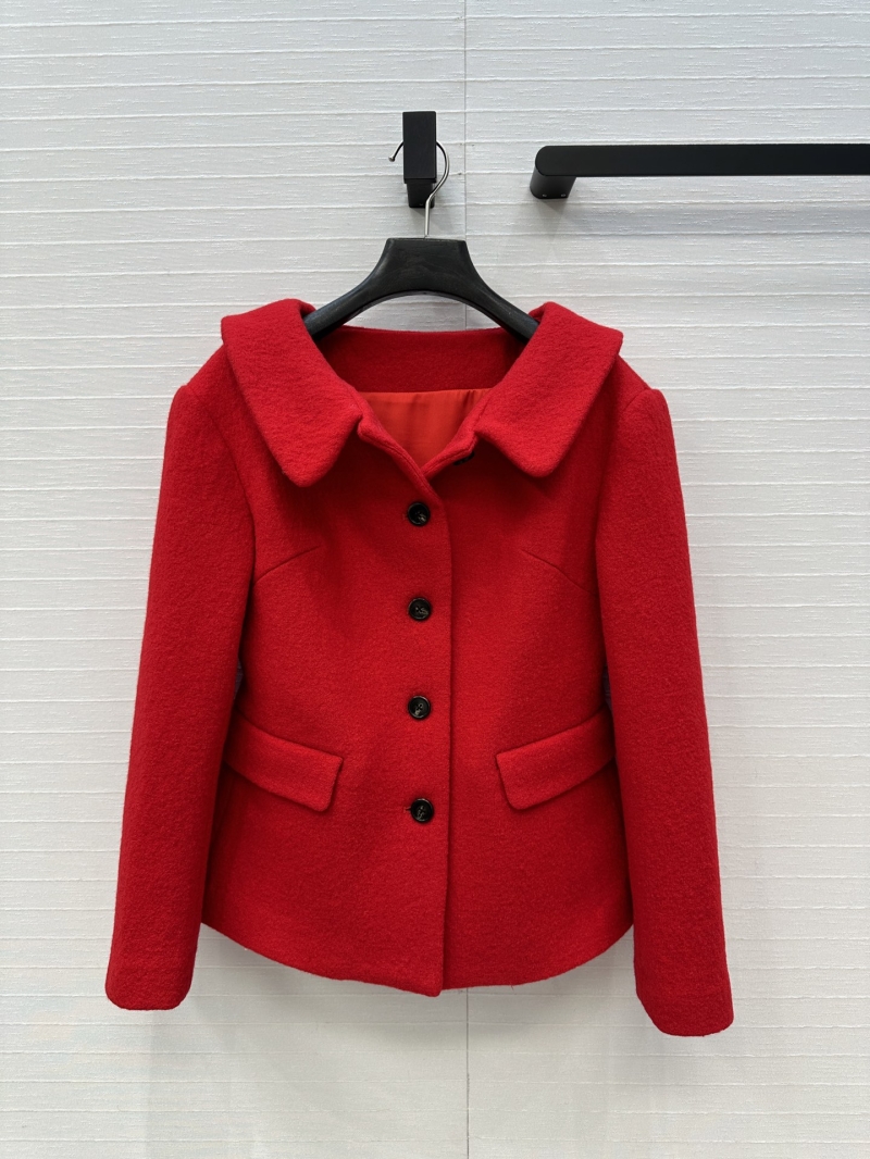 Miu Miu Wool Vintage French Young Aristocrat Suit Set - Red Short Blazer & Pencil Skirt