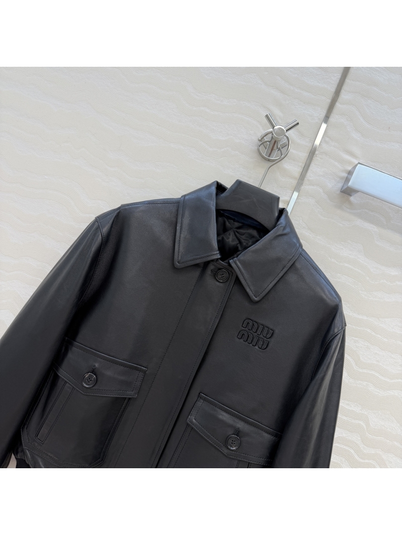 Miu Miu Inspired Vintage Sheepskin Bomber Jacket | 100% Lamb Leather | Lightly Quilted | Short Cut | Sweet & Edgy Style