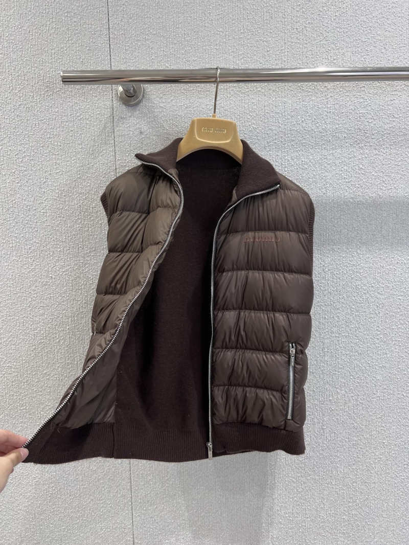 Miu Miu Espresso Puffer Vest | Cropped Fit, Luxe Down, Embossed Logo