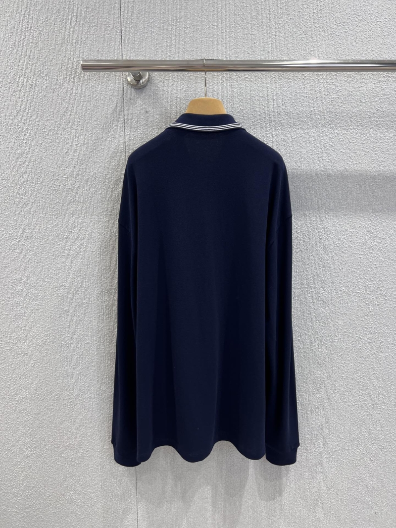 Miu Miu Elevated Navy Diagonal-Zip Polo Top | Tipped Collar, Oversized Fit