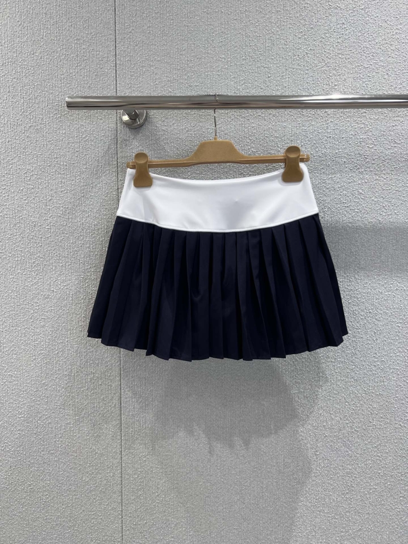 Miu Miu x New Balance Signature Pleated Mini Skirt | Elastic Logo Waistband, Navy/White