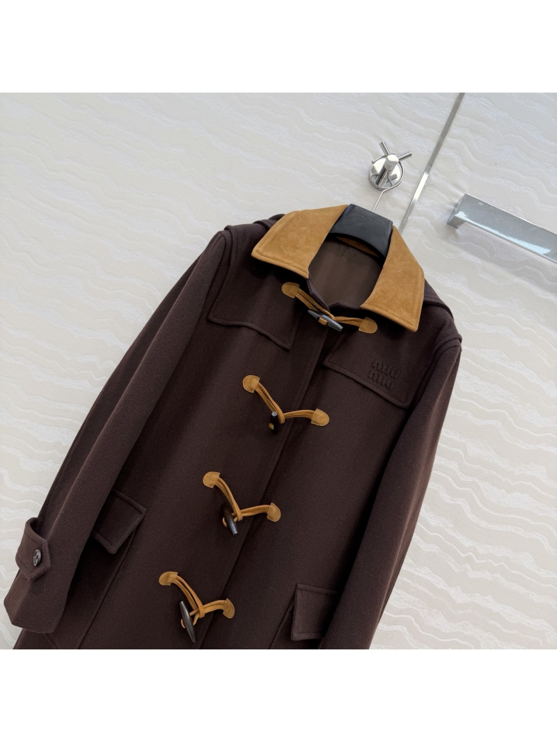 Miu Miu Exquisite Melton Wool & Lambskin Duffle Coat | Preppy Chic