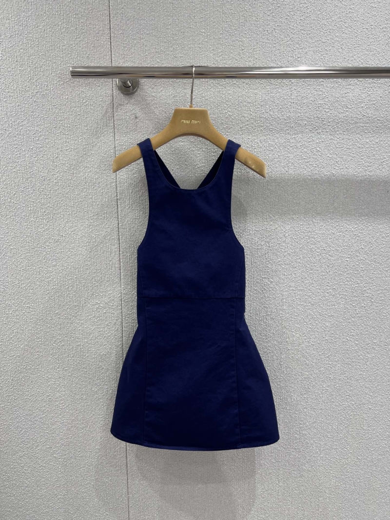 Miu Miu Midnight Blue A-Line Pinafore Mini Dress