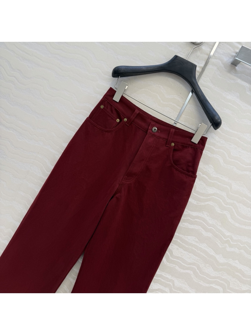 Miu Miu Auspicious Red Imported Yarn-Dyed Washed Denim Straight-Leg Jeans