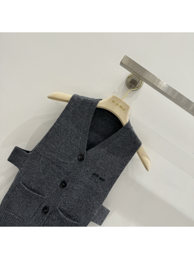 Miu Miu Cashmere Open-Side Knit Vest in Charcoal Grey - Sumptuous Layering Piece