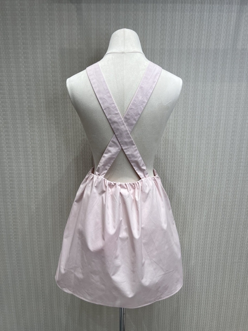 Miu Miu Apron-Style Fit-and-Flare Mini Dress in Sakura Pink