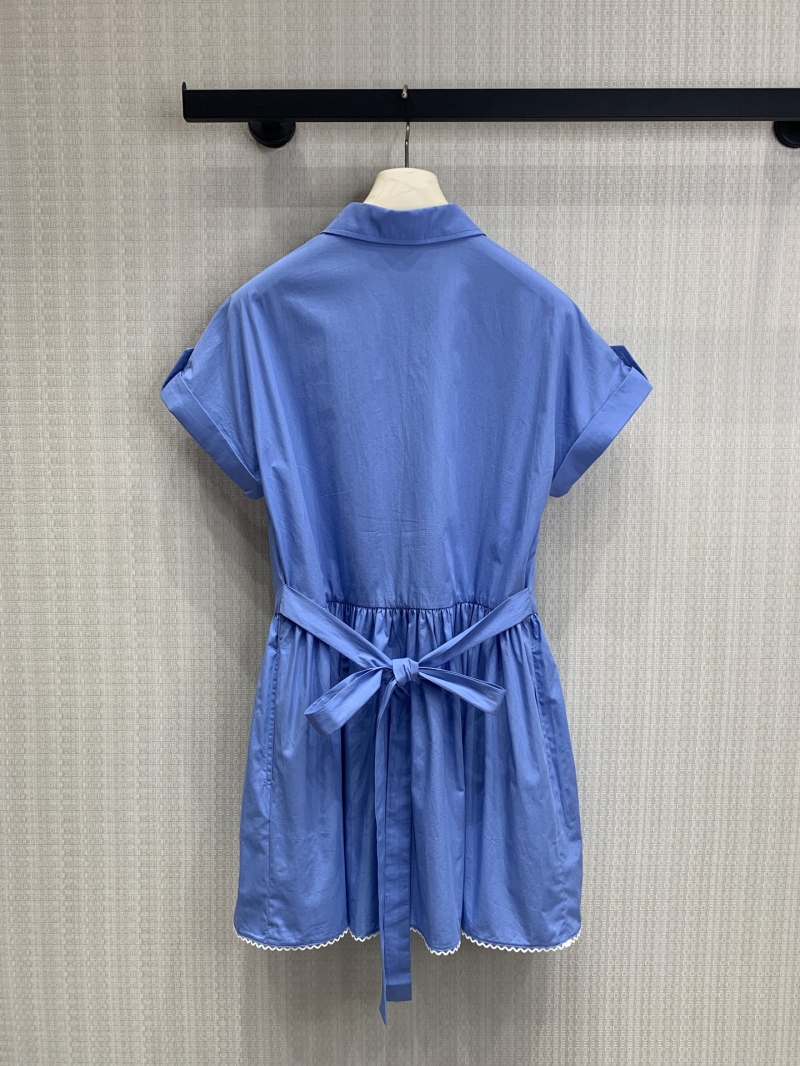 Miu Miu Cornflower Blue Cotton Poplin Romper - Exquisite SS2026 Signature Playsuit