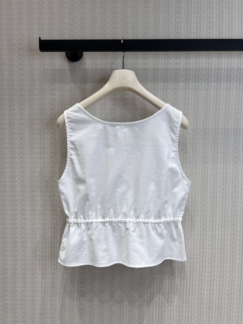 Miu Miu Sleeveless Peplum Cotton Top in Crisp White
