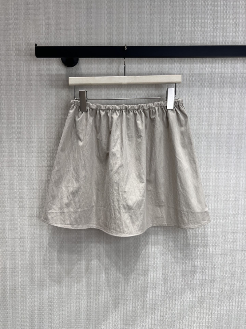 Miu Miu Khaki Drawstring Sleeveless Mini Dress - 2026 Spring Summer Limited Edition Crisp Cotton