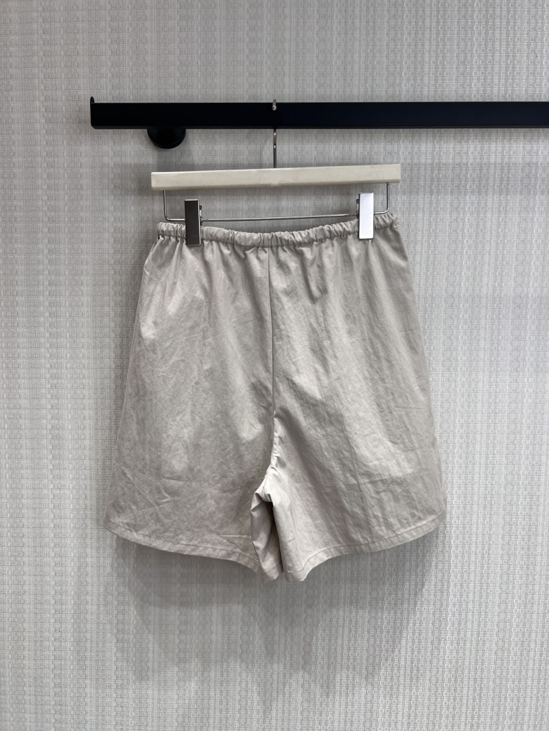 Miu Miu Embroidered Logo Drawstring Casual Shorts in Beige - Relaxed Fit Summer Edition