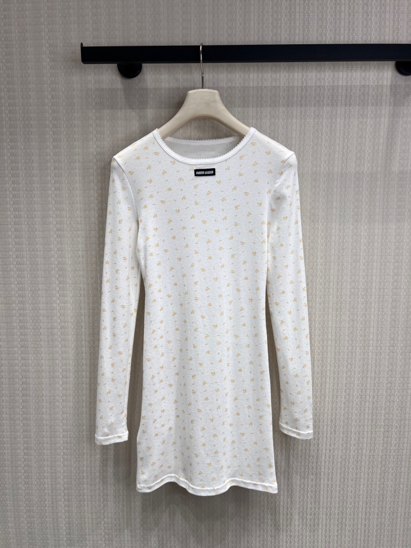 Miu Miu Ditsy Floral Lace-Trimmed Slim Fit Mini Dress in Cream