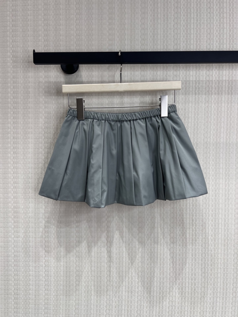 Miu Miu Vintage Collegiate Technical Pleated Mini Skirt - Muted Slate Grey