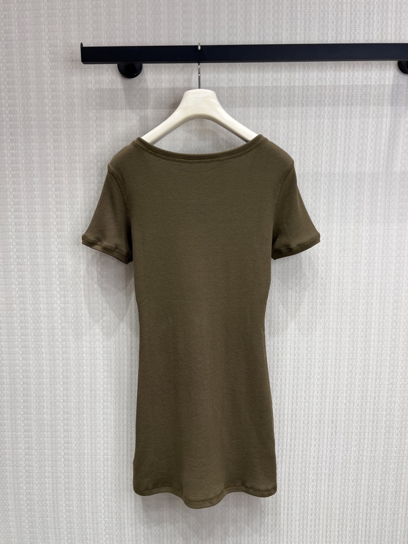 Miu Miu Waffle-Knit Slim-Fit Mini Dress in Retro Olive Brown