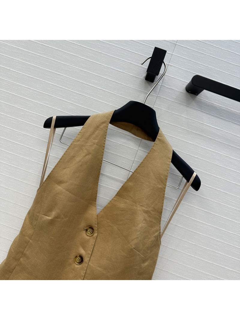 Maxmara Luxe Linen Vest - Minimalist Halter Backless Design