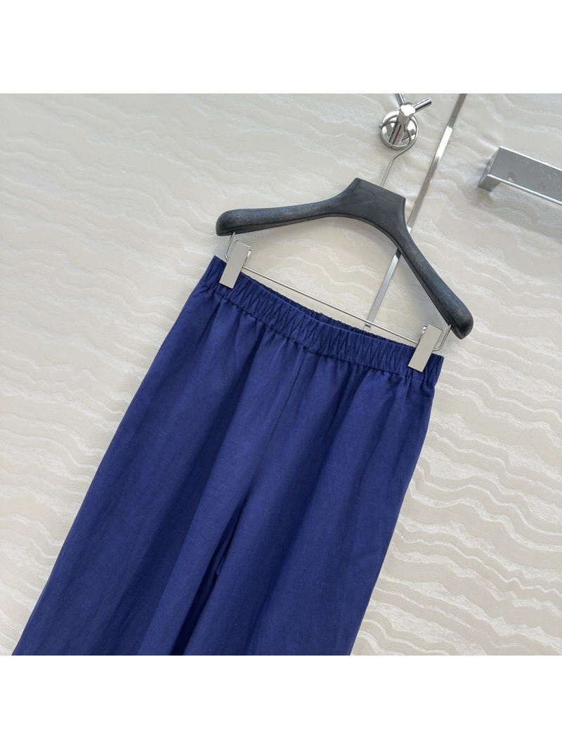 Maxmara Luxe Tencel Linen Wide-Leg Pants - Preppy Chic Style