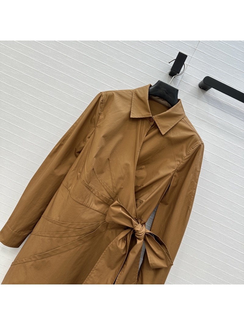 Max Mara Exclusive Luxe Wrap Dress with Belted Waist in Caramel