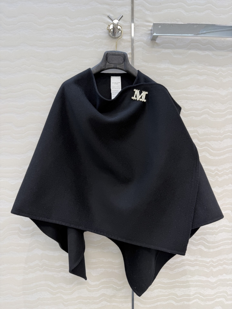 Maxmara Sumptuous Wool & Cashmere Cape with Crystal Brooch | British Retro Elegance