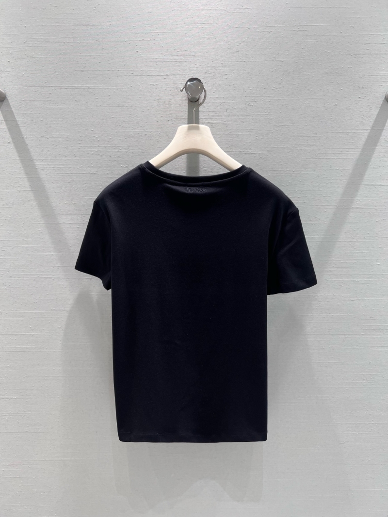 Max Mara SS2026 Embossed Architectural Arch Cotton T-Shirt in Black