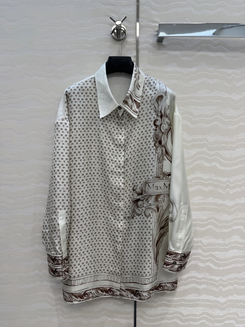 Max Mara Exquisite 100% Silk Twill Positioned Print Shirt