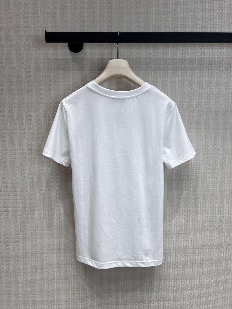 MaxMara Embroidered Cotton Crew Neck T-Shirt in White