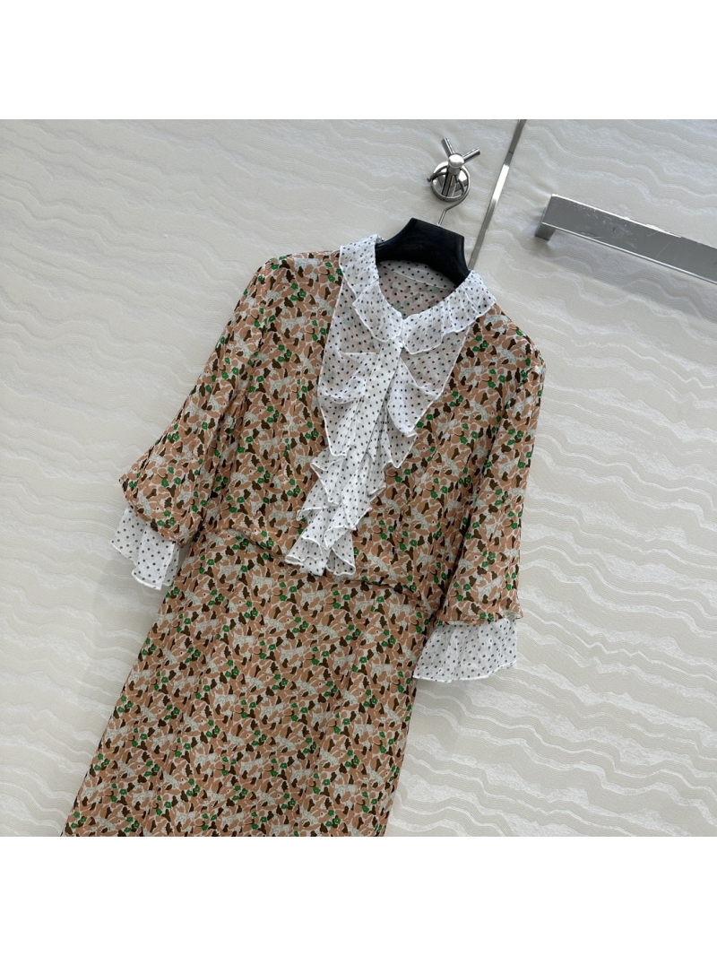 Prada Vintage Palace Floral Silk Dress Jaune - Luxe Elegance