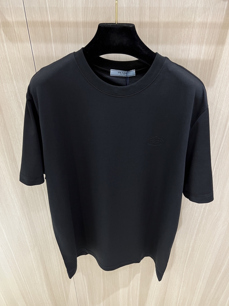 Prada Black Embroidered Letter Short-Sleeve T-Shirt - Chic & Versatile